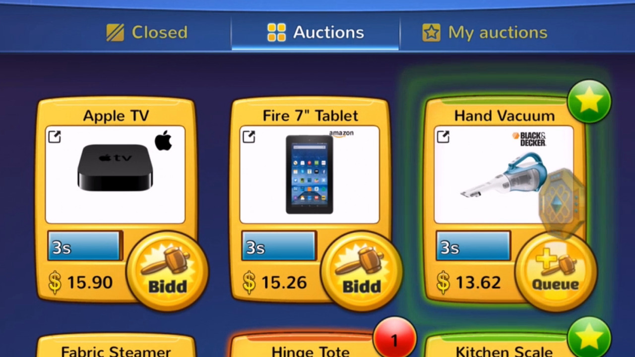 Biddl auctions screen