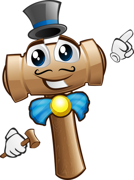 Biddl gavel mascot character